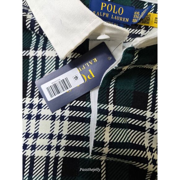 Ralph Lauren Polo Shirt Mens XXL Rugby Style Plaid Tartan Preppy Long Sleeve NWT - Picture 4 of 8